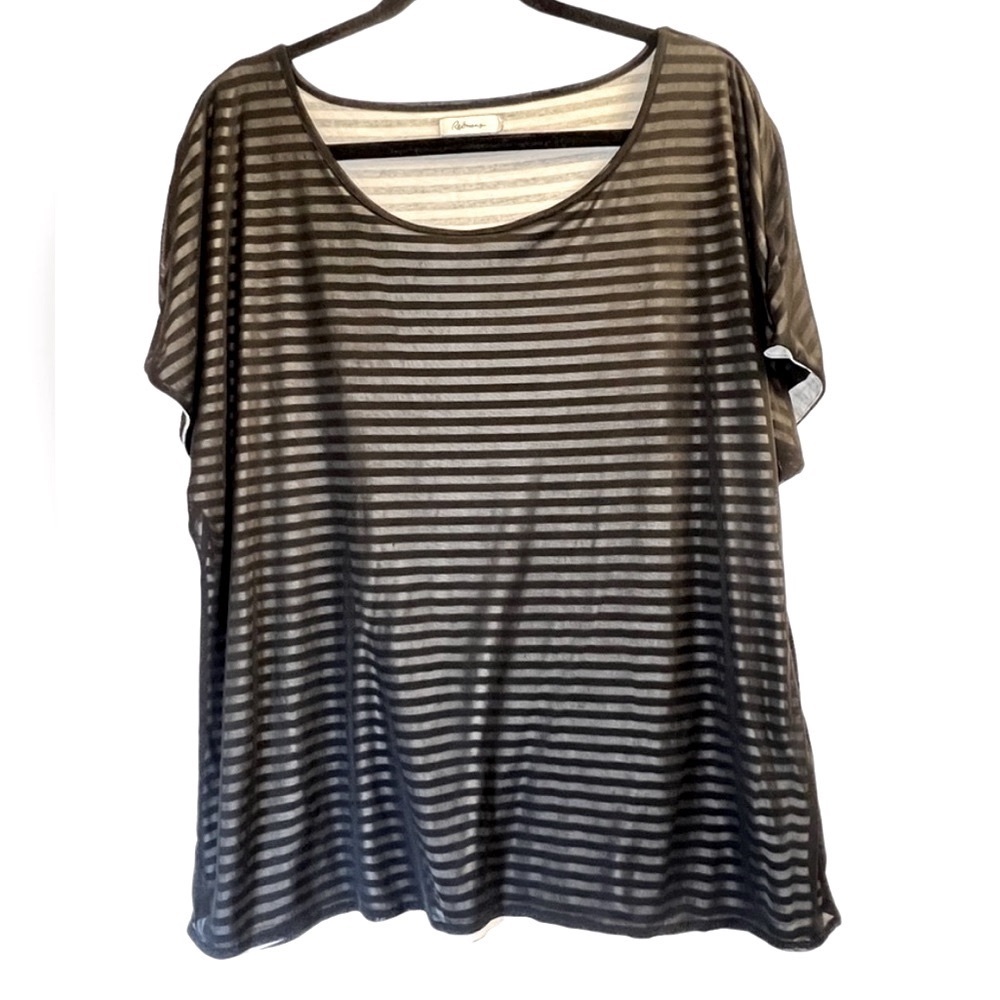 SALE Reitman’s 2x Tee black/white stripes Mesh overlay